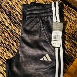 Adidas Kids Black Joggers with White Stripes